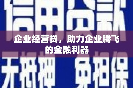 平舆企业经营贷，助力企业腾飞的金融利器